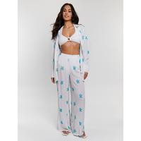 South Beach Embroidered Pant - Blue | Very (UK)