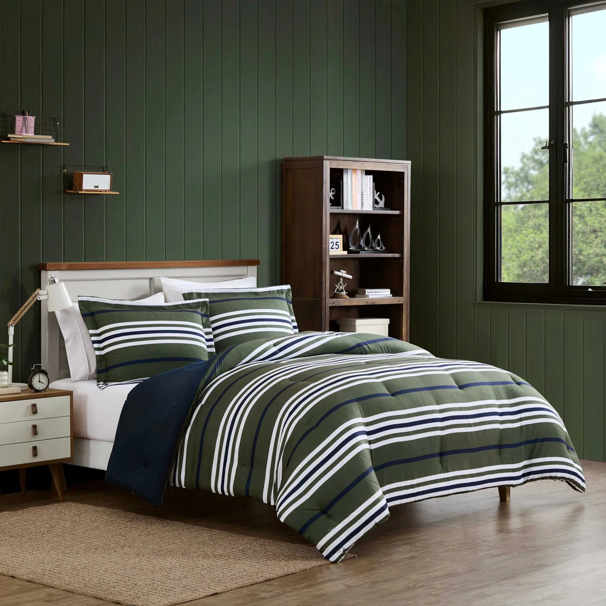 Nautica Uphaul Stripe Reversible Green Comforter Set | Wayfair North America