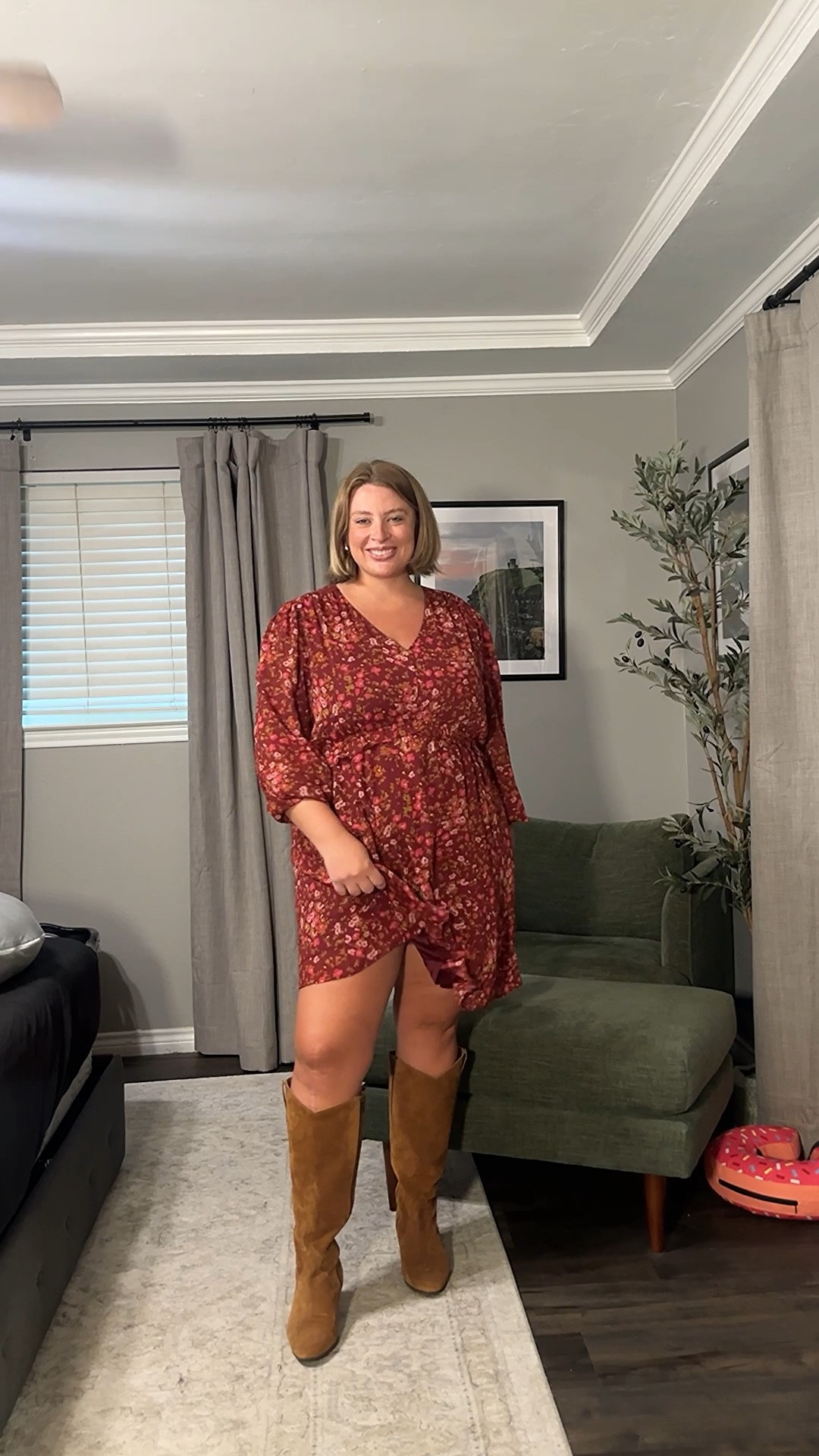 Fall mini dresses - bump friendly - maternity and not maternity. Wide calf knee high boots 

#LTKShoeCrush #LTKBump #LTKSeasonal