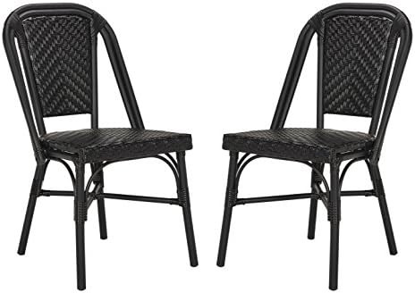 SAFAVIEH PAT4013A-SET2 Outdoor Collection Daria Stacking Side Chair, Black (Pack of 2) | Amazon (US)