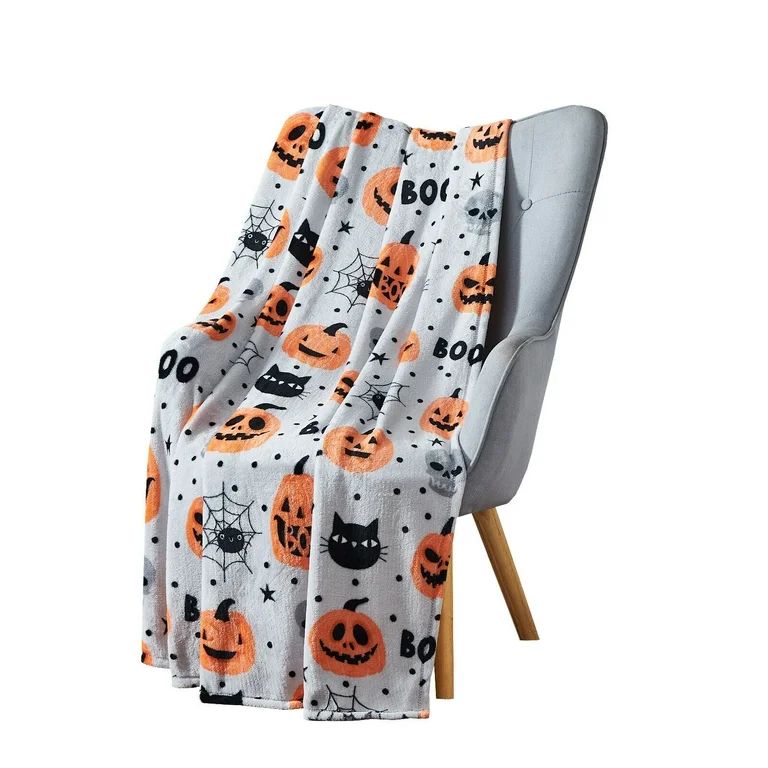 Kate Aurora Cozy Halloween Boo! Spooky Spiders Oversized Soft & Plush Accent Throw Blanket | Walmart (US)