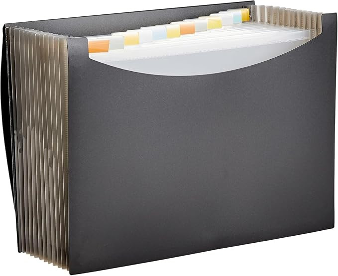Amazon Basics Expanding Organizer File Folder, Letter Size - Black, 1-Pack | Amazon (US)