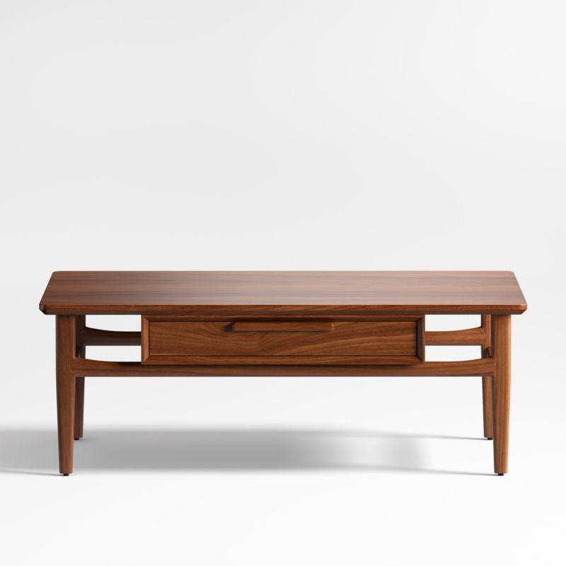 Tate Walnut Wood 48" Rectangular Storage Coffee Table + Reviews | Crate & Barrel | Crate & Barrel