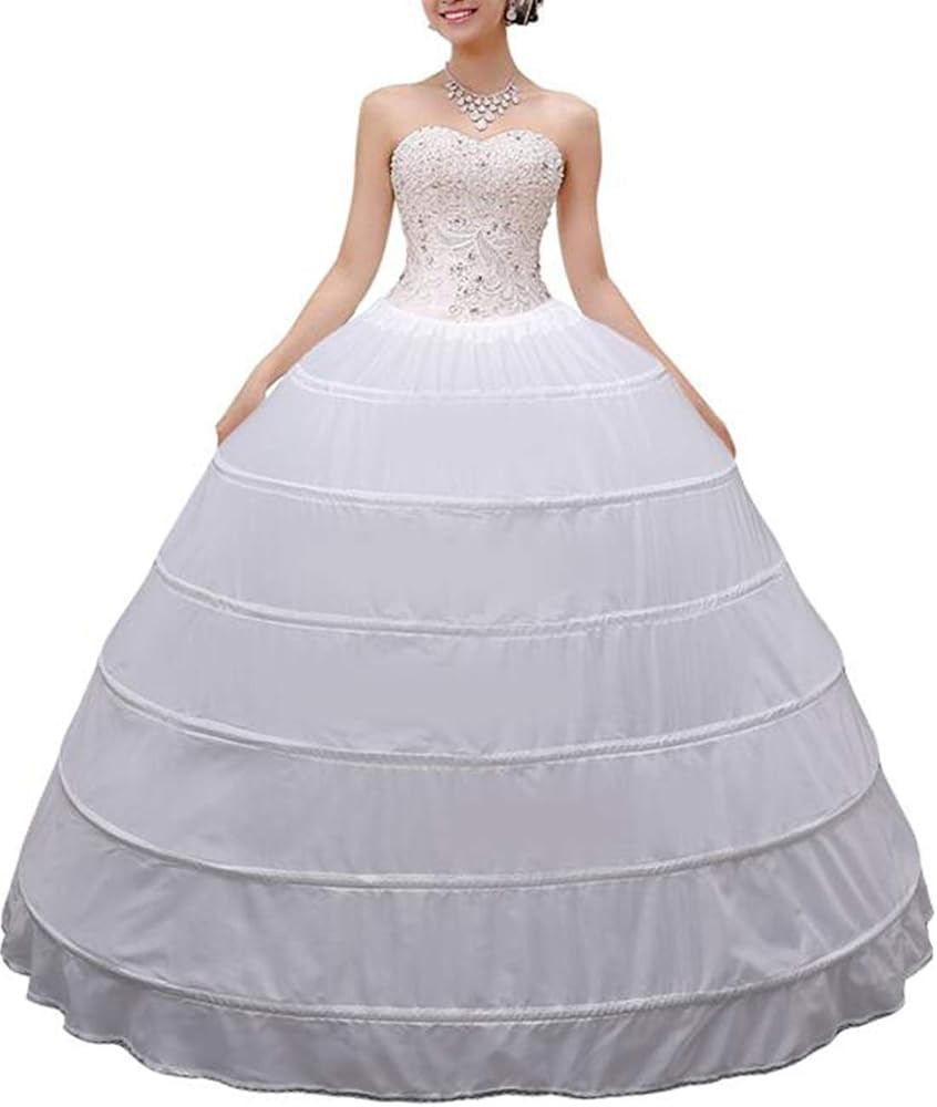 BBSET Women Crinoline Petticoat A-line 6 Hoop Skirt Slips Long Underskirt for Wedding Bridal Dres... | Amazon (US)