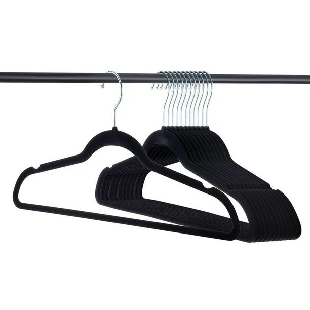 50 Pack Hangers - Clothes Hangers - Black Velvet Hangers - Non Slip suit Hanger - Ultra Thin Hang... | Walmart (US)