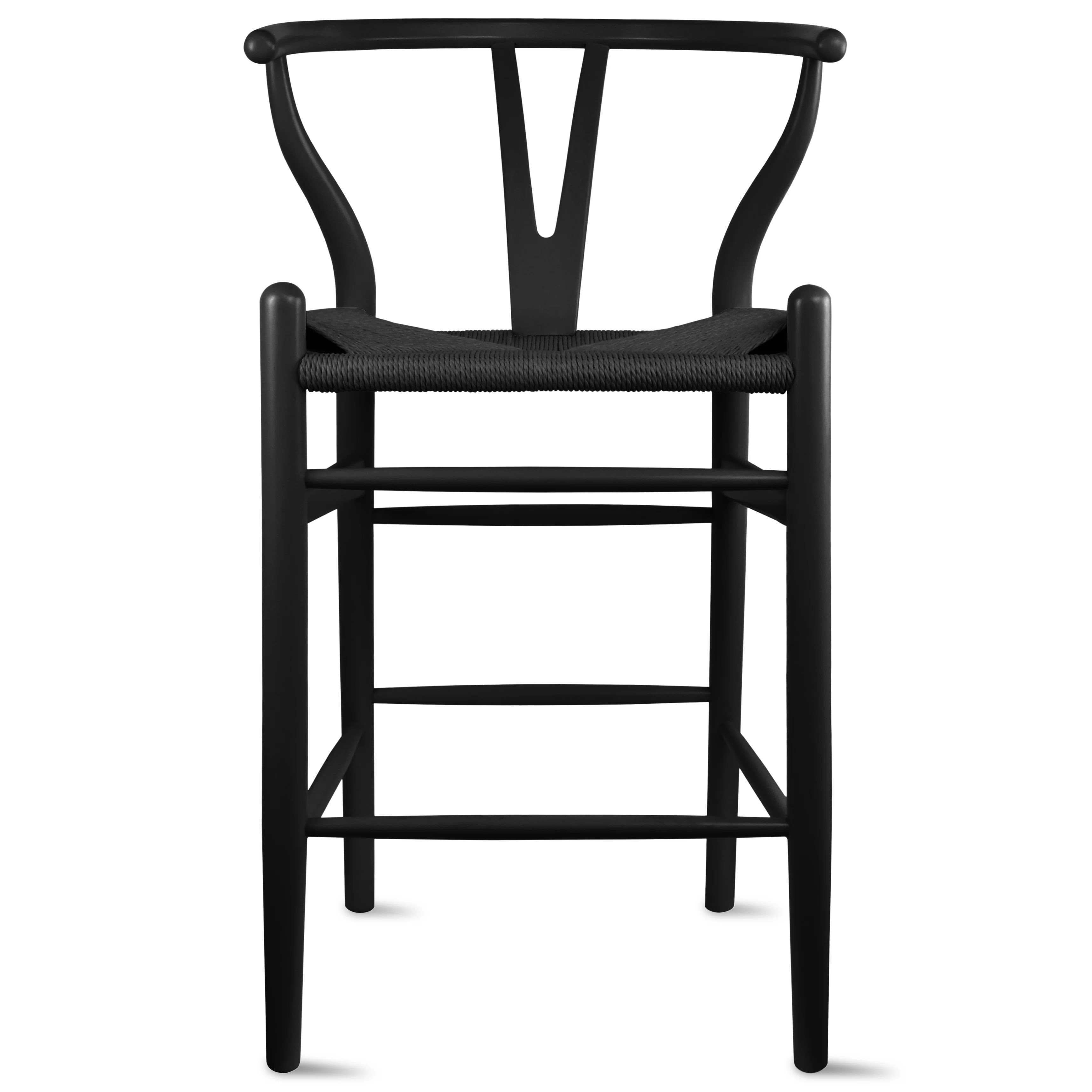 26″ Seat Height Counter Stool – Fully Assembled Farmhouse Wood Chair with Dark Espresso Woven... | Wayfair North America