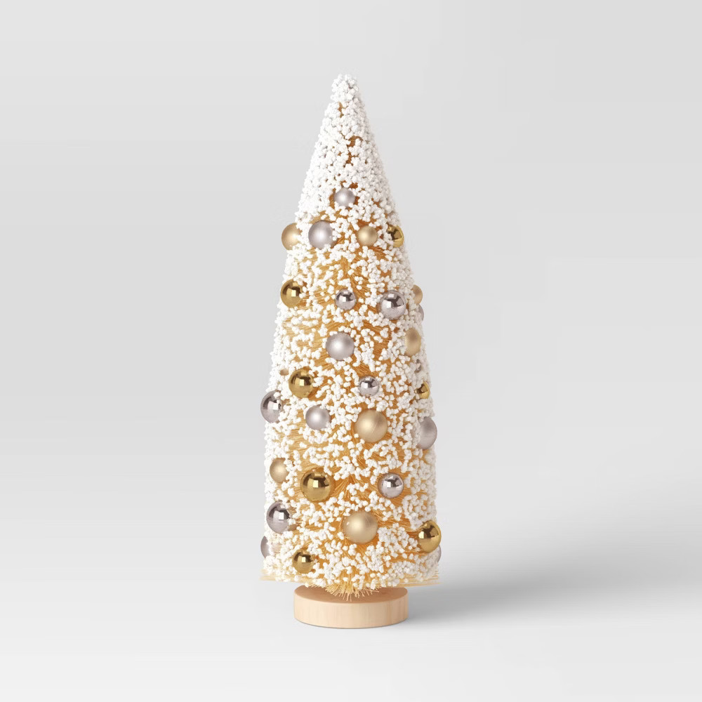 Short Flocked Bottlebrush Christmas Tree White - Threshold | Target