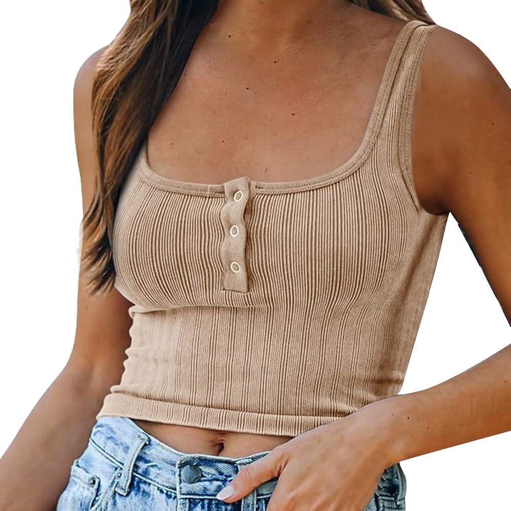 ZYXTIM Plus Size Crop Tank Tops for Women 2023 Fashion Casual Sleeveless Scoop Neck Ribbed Knit S... | Amazon (US)