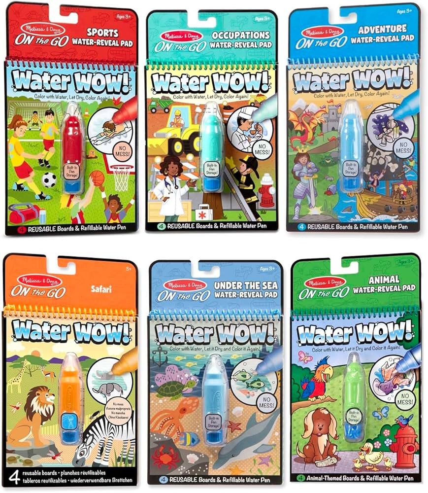 Melissa & Doug On the Go Water Wow! Reusable Color with Water Activity Pad 6-Pack, Sports, Occupa... | Amazon (CA)