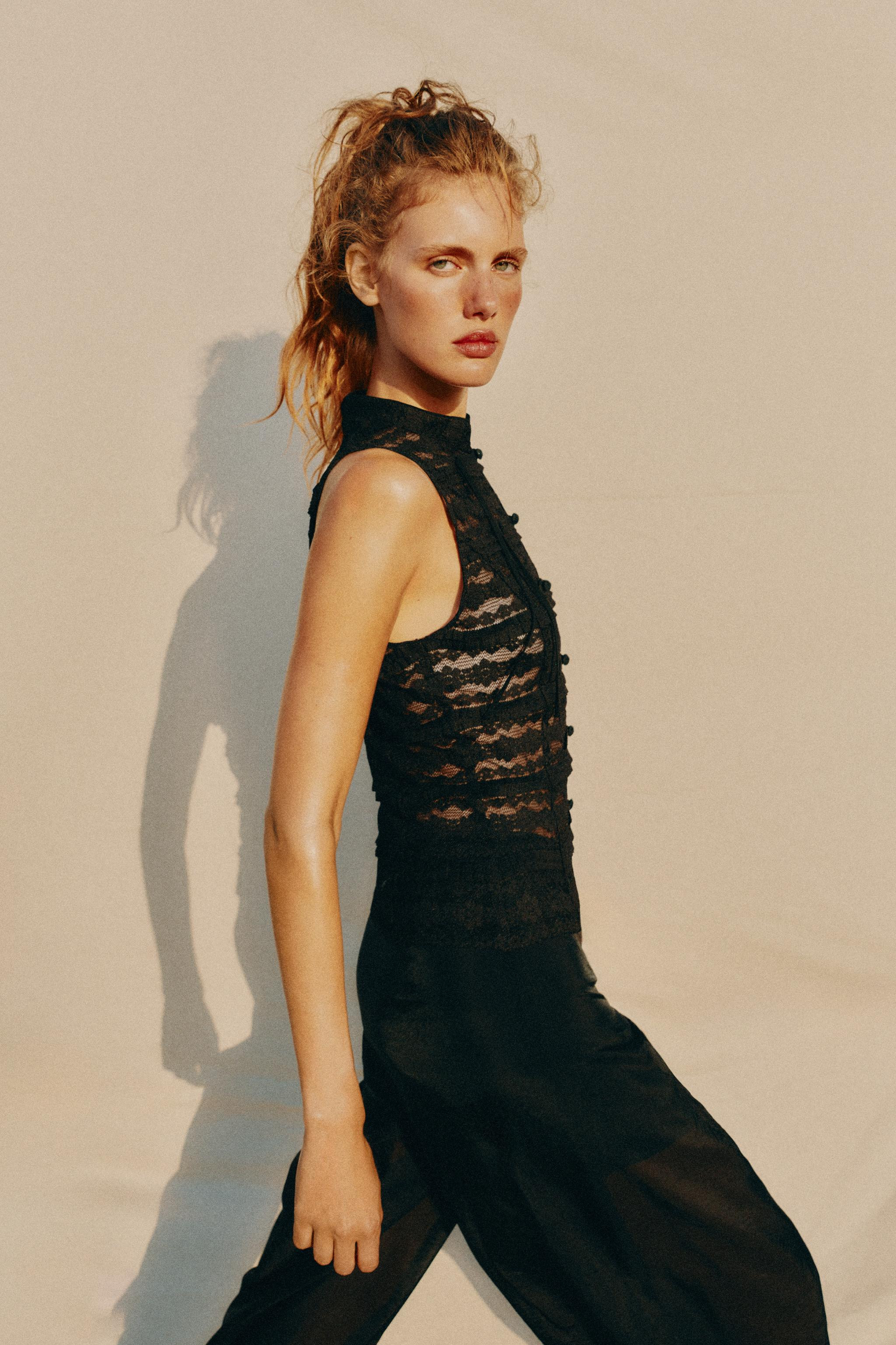 LACE TOP WITH FROG FASTENING | Zara UK