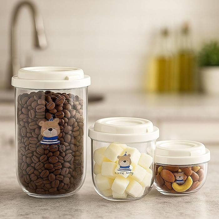 3 PCS Food Storage Containers with Lids, Transparent Cereal Containers Storage Set, Stackable BPA... | Amazon (US)