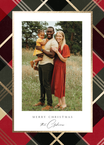 "shimmering tartan" - Customizable Foil-pressed Holiday Cards in Green by Rebecca Durflinger. | Minted