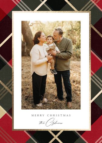 "shimmering tartan" - Customizable Foil-pressed Holiday Cards in Green by Rebecca Durflinger. | Minted