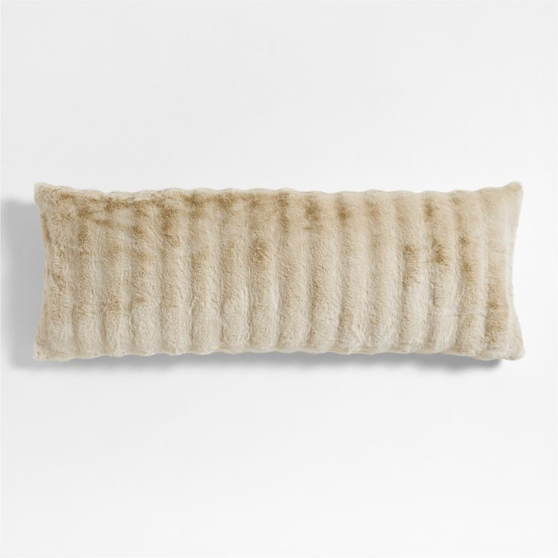 Channel Faux Fur 54"x20" Travertine Beige Throw Pillow Cover | Crate & Barrel | Crate & Barrel