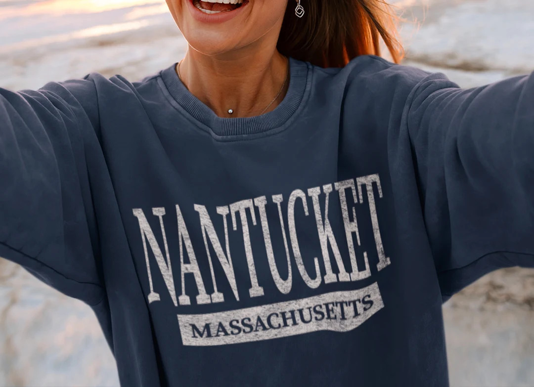 Nantucket Sweatshirt, Massachusetts Shirt, Island Sweater, Spring Break Crewneck, Beach Pullover,... | Etsy (US)
