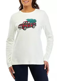 Kim Rogers® Women's Long Sleeve Crew Neck Graphic T-Shirt | Belk