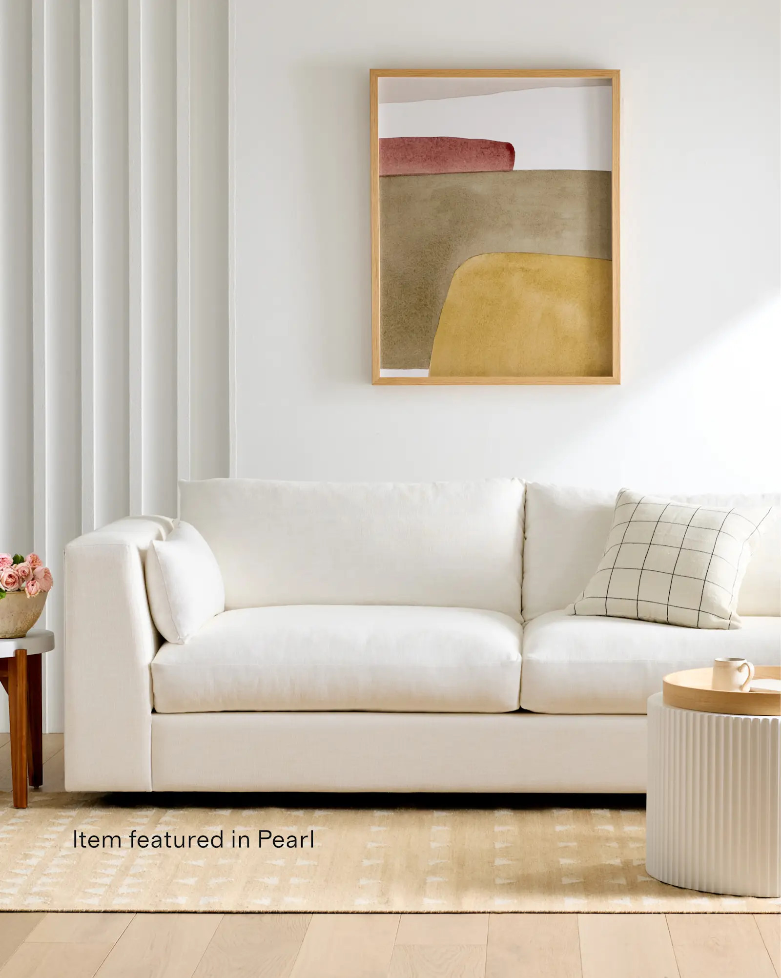 Oasis Performance Linen Blend L Sectional in Pearl | Quince