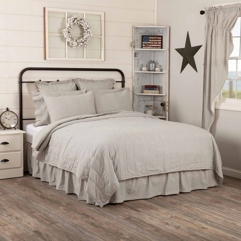 VHC Brands Hatteras Seersucker Ticking Striped Cotton Americana Bedding Pre-Washed Square Queen C... | Walmart (US)