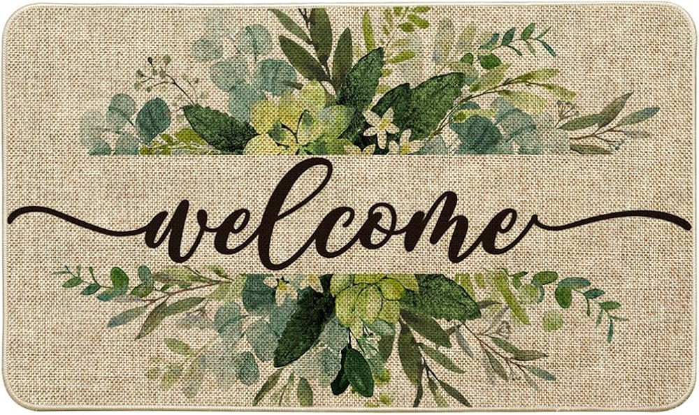 Artoid Mode Eucalyptus Floral Leaves Welcome Spring Doormat, Summer Decor Low-Profile Switch Rug ... | Amazon (US)