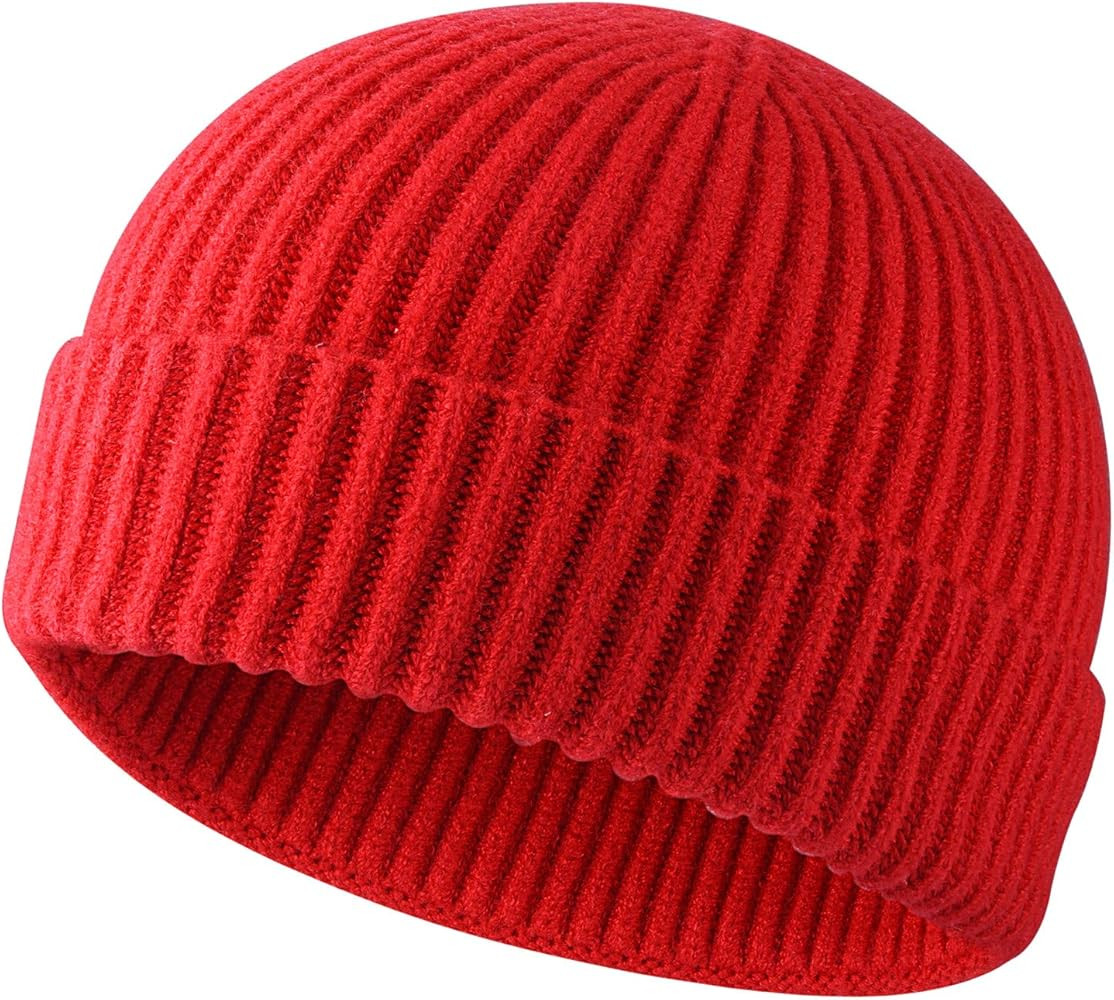 ROYBENS Swag Wool Knit Cuff Short Fisherman Beanie for Men Women, Winter Warm Hats | Amazon (US)
