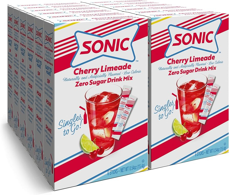 Amazon.com : Sonic Singles To Go Powdered Drink Mix, Cherry Limeade, 6 Sticks Per Box, 12 Boxes (... | Amazon (US)