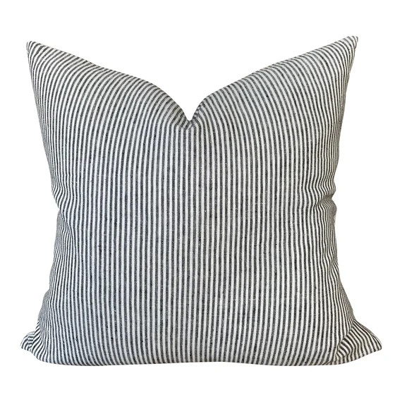 Designer Wesley Ticking Stripe Pillow Cover // Designer Pillows // Black and White Pillow // Mode... | Etsy (US)