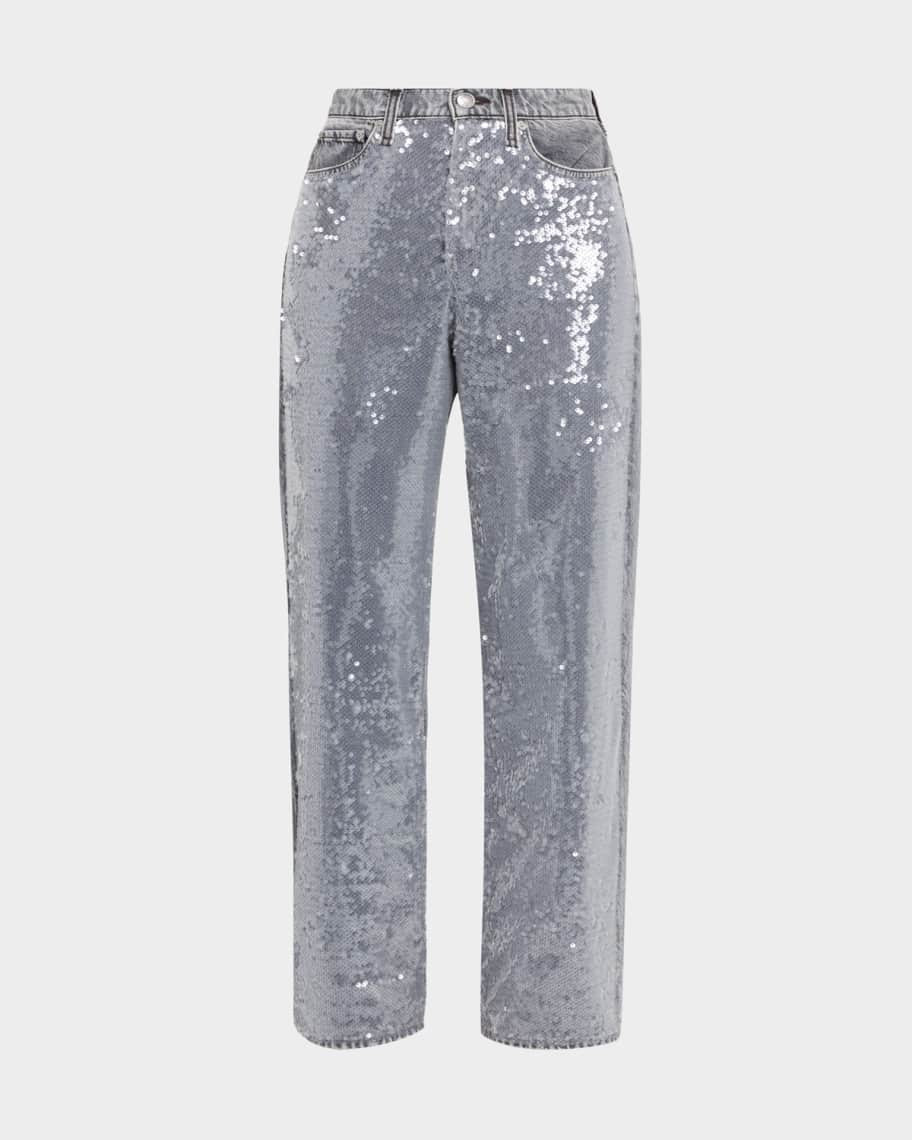 Shea Sequined Relaxed Straight Jeans | Neiman Marcus