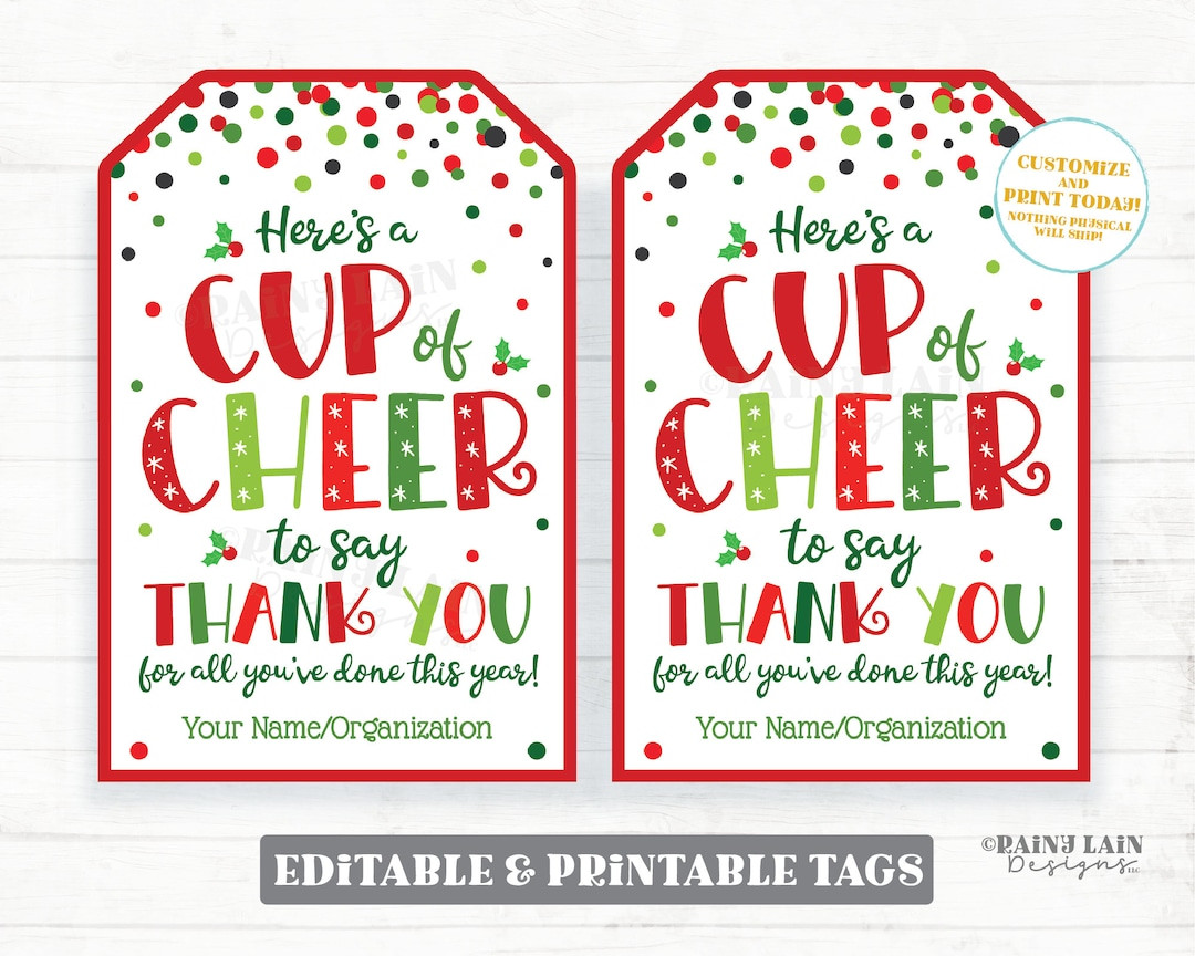 Cup of Cheer Thank You You've Done This Year Tag Christmas Holiday Gift Appreciation Employee Com... | Etsy (US)