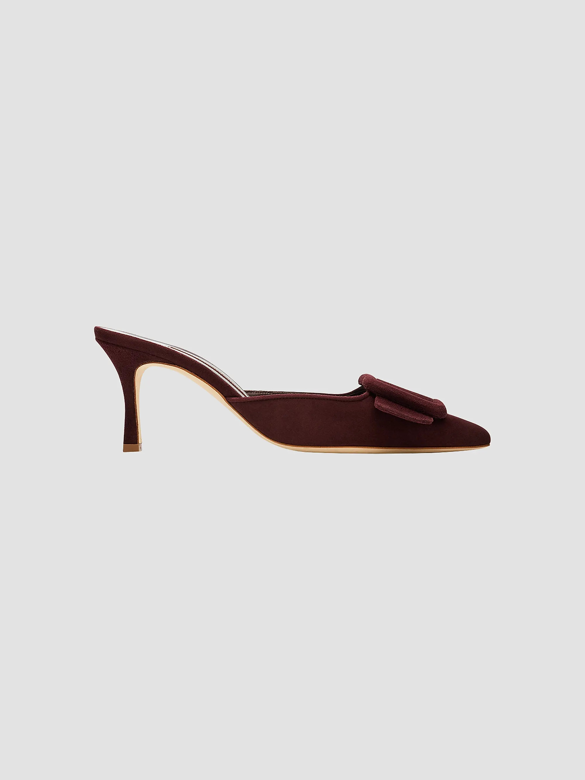 Manolo Blahnik Maysale Buckle 70MM Suede Mules | Saks Fifth Avenue | Saks Fifth Avenue