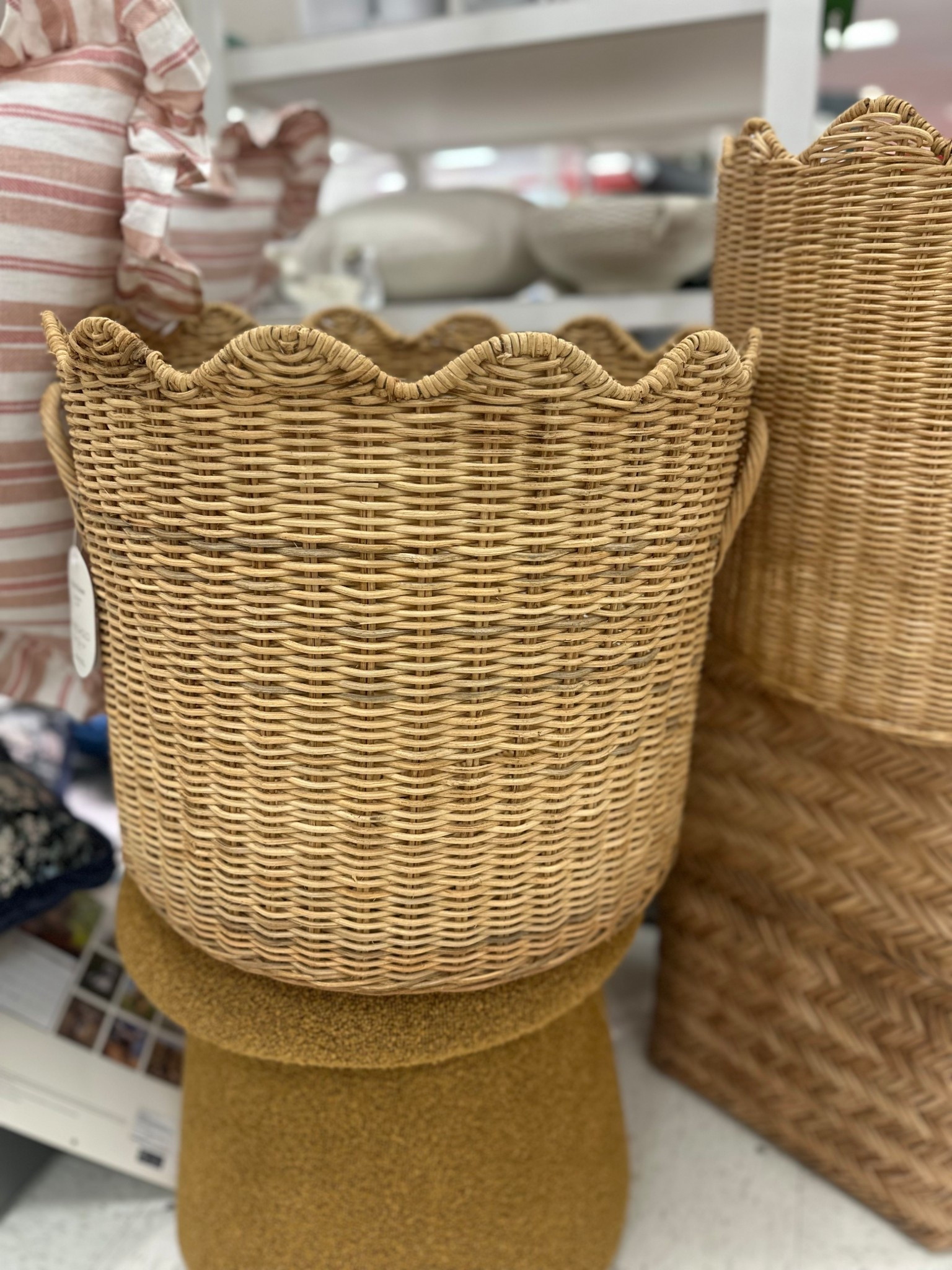 How cute is this scalloped basket??

It is so large and would make a great planter basket, a basket for throw blankets, a place to story kids toys, etc. 

So many uses and such a great price! 

#LTKFindsUnder50 #LTKHome