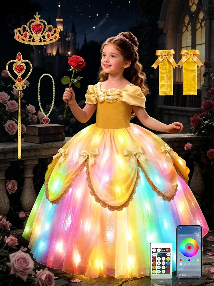 Princess Dress, Light Up Girls Halloween Costume for Toddler Kid Fairy Dress Up Clothes for Birth... | Amazon (US)