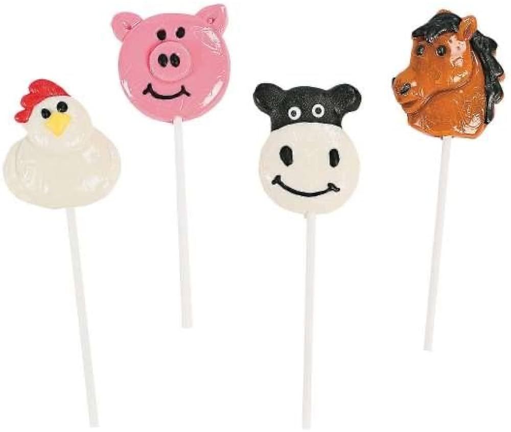 Animal Candy Lollipops - Farm Birthday Party Favors, (12) Individually Wrapped Suckers for Kids -... | Amazon (US)