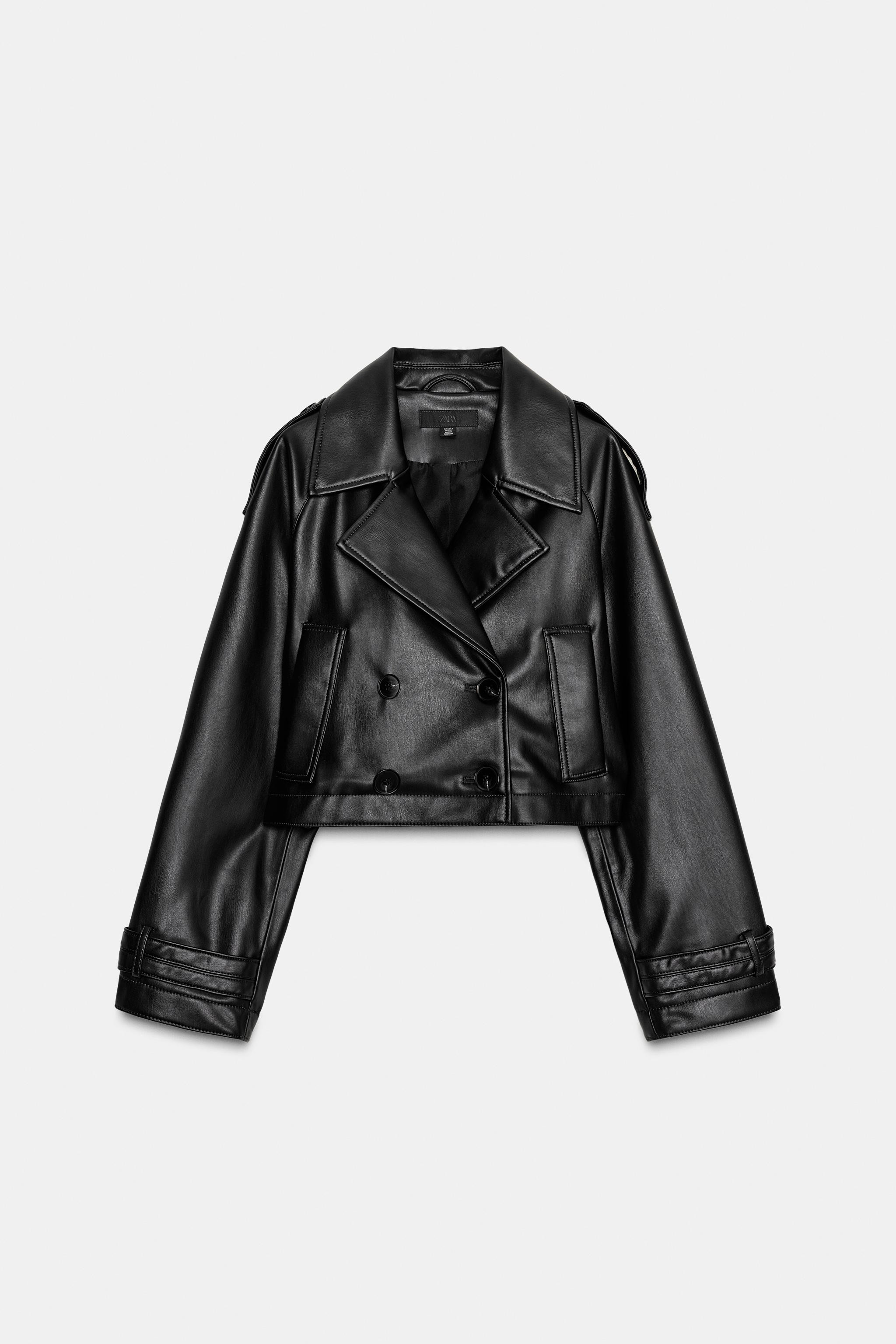 FAUX LEATHER SHORT TRENCH COAT49.99 GBPBlack | 3046/283/800Put it in your basketAddShort faux lea... | Zara US