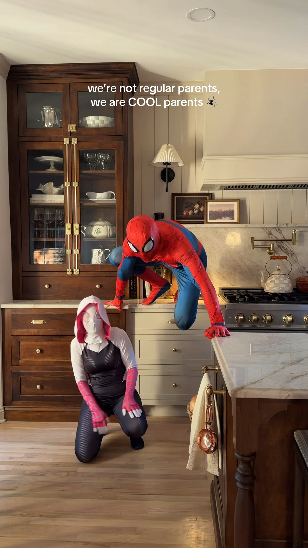 Spider-man and Ghost-Spider costumes