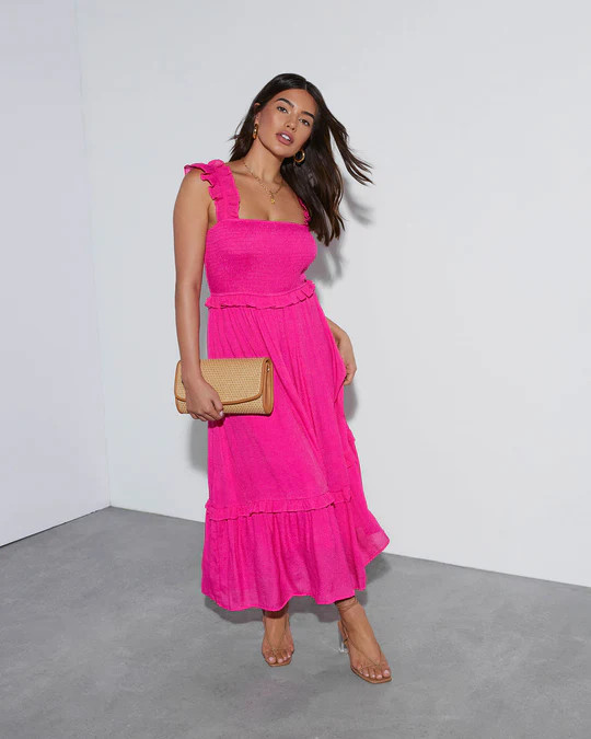 Feminine Frills Smocked Maxi Dress | VICI