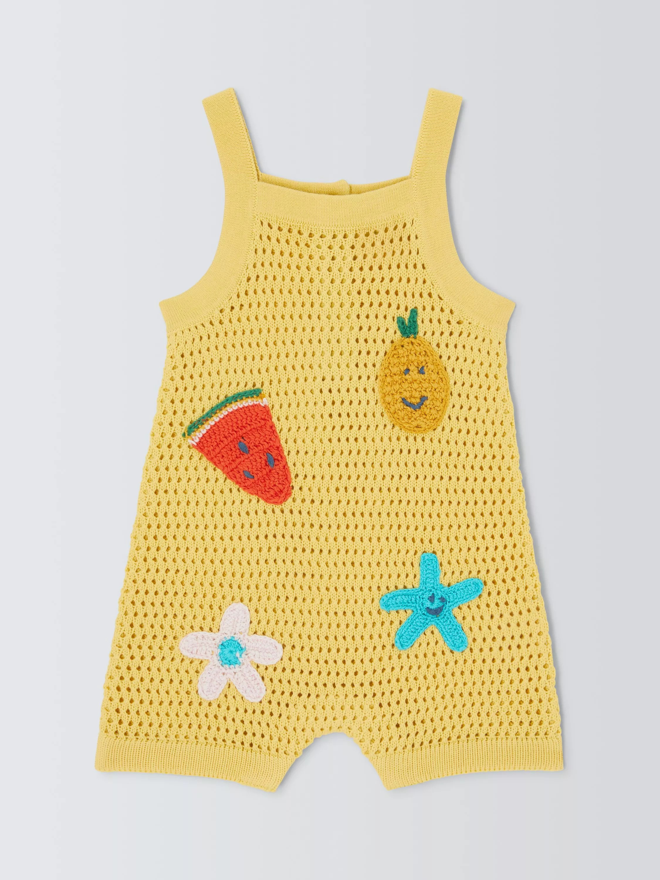 John Lewis Baby Crochet Romper, Yellow | John Lewis (UK)