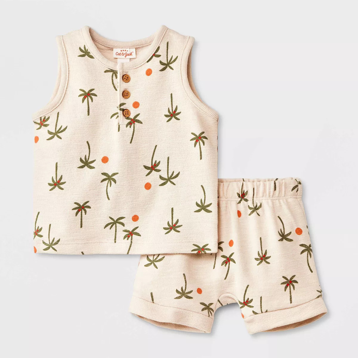 Baby Boys' Henley Tank Top & Bottom Set - Cat & Jack™ Cream Newborn | Target