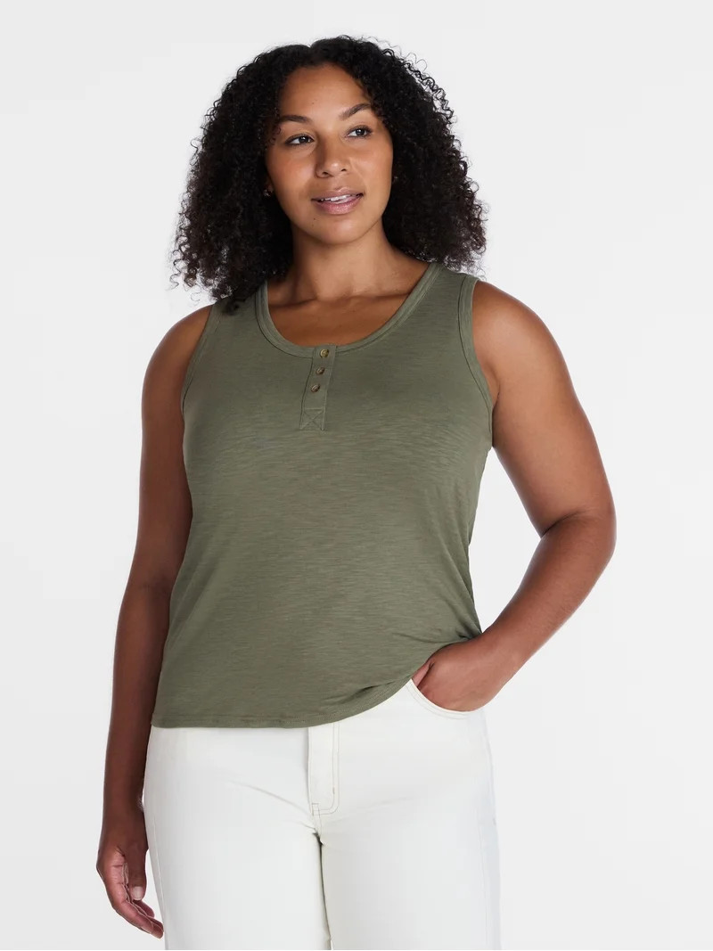 Time and Tru Women’s Slub Henley Tank Top, sizes XS-XXXL | Walmart (US)