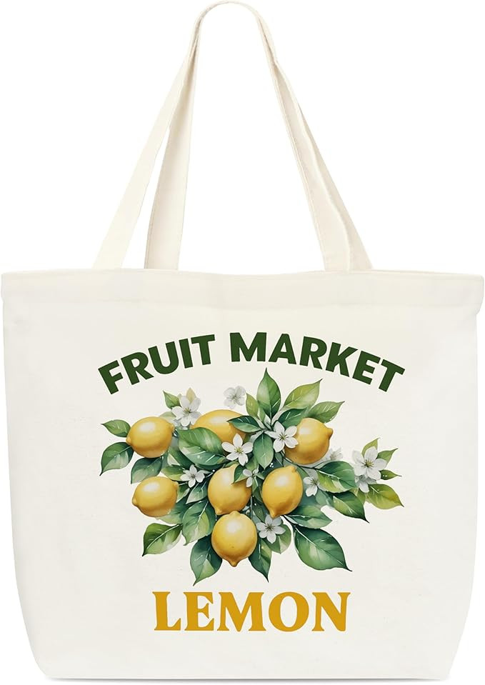 Canvas Tote Bag, Lemon Tote Bag For Women, Lemon Themed Gifts For Lemon Lovers, Funny Book Tote B... | Amazon (US)