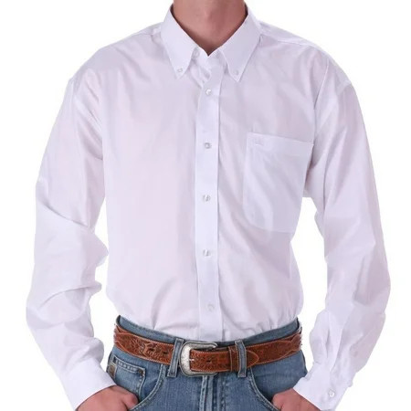 Cinch Apparel Mens White Pinpoint Oxford Long Sleeve Shirt | Walmart (US)