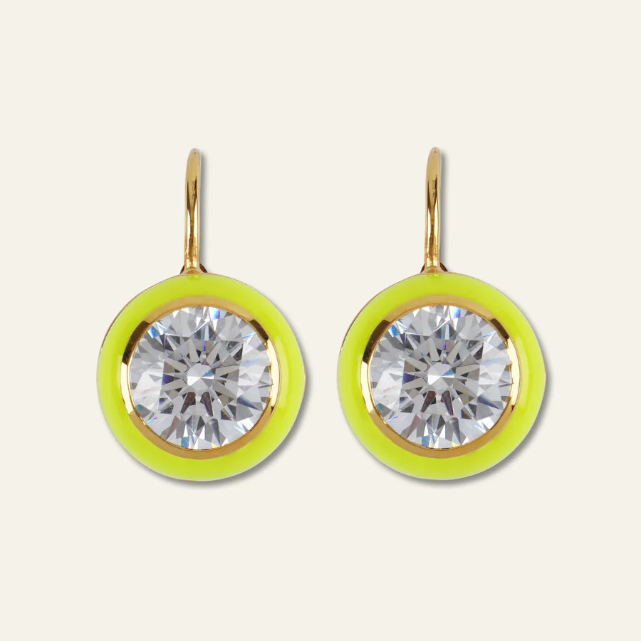 Chartreuse Enamel Bezel Drop Earring | HART