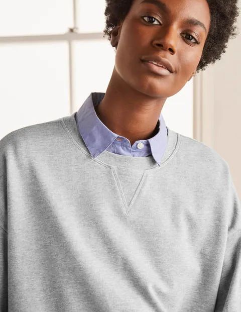 Cropped Sweatshirt Grey Marl Women Boden | Boden (US)