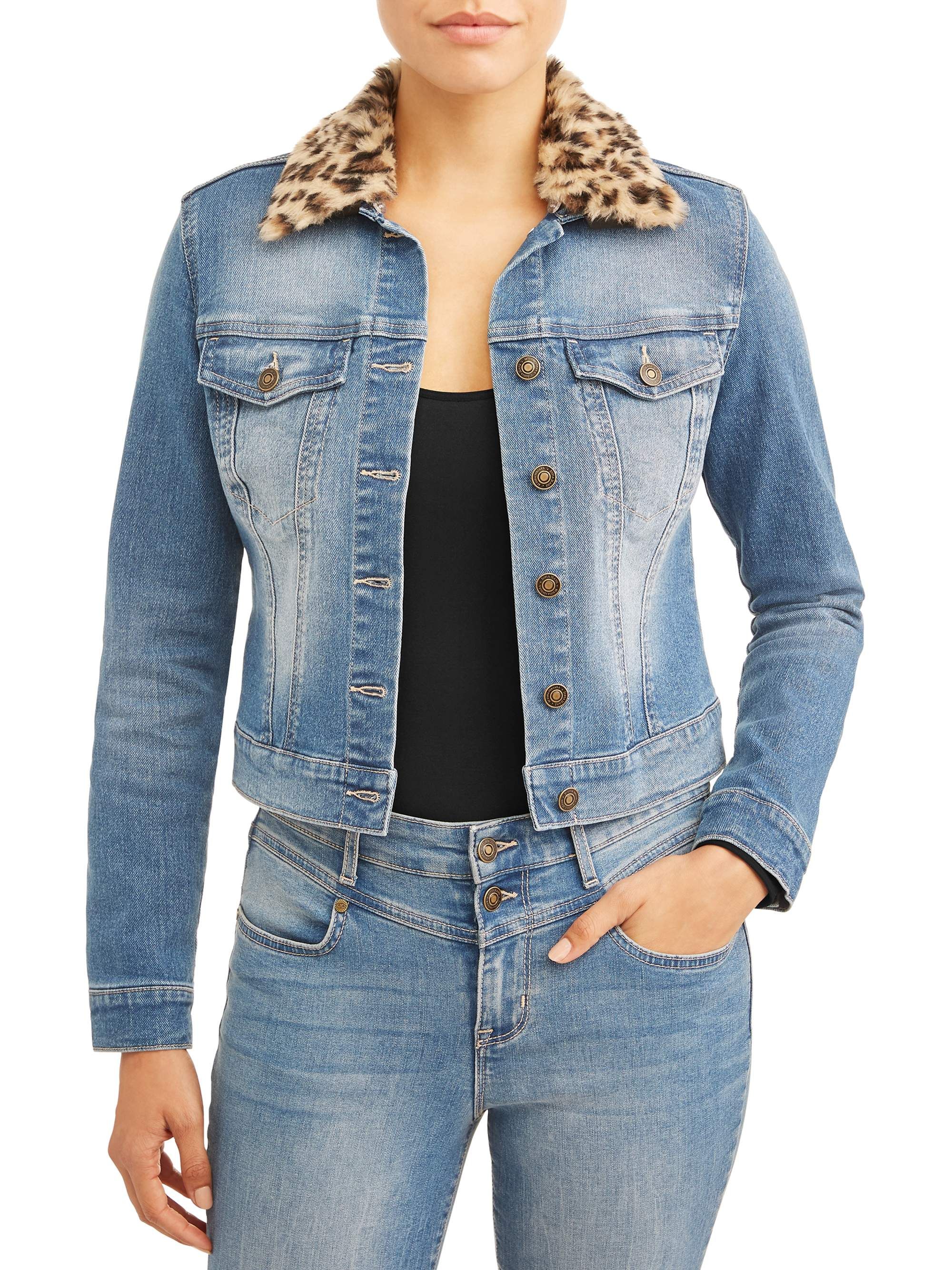 Sofia Jeans Marianella Detachable Faux Fur Collar Denim Jacket Women's | Walmart (US)