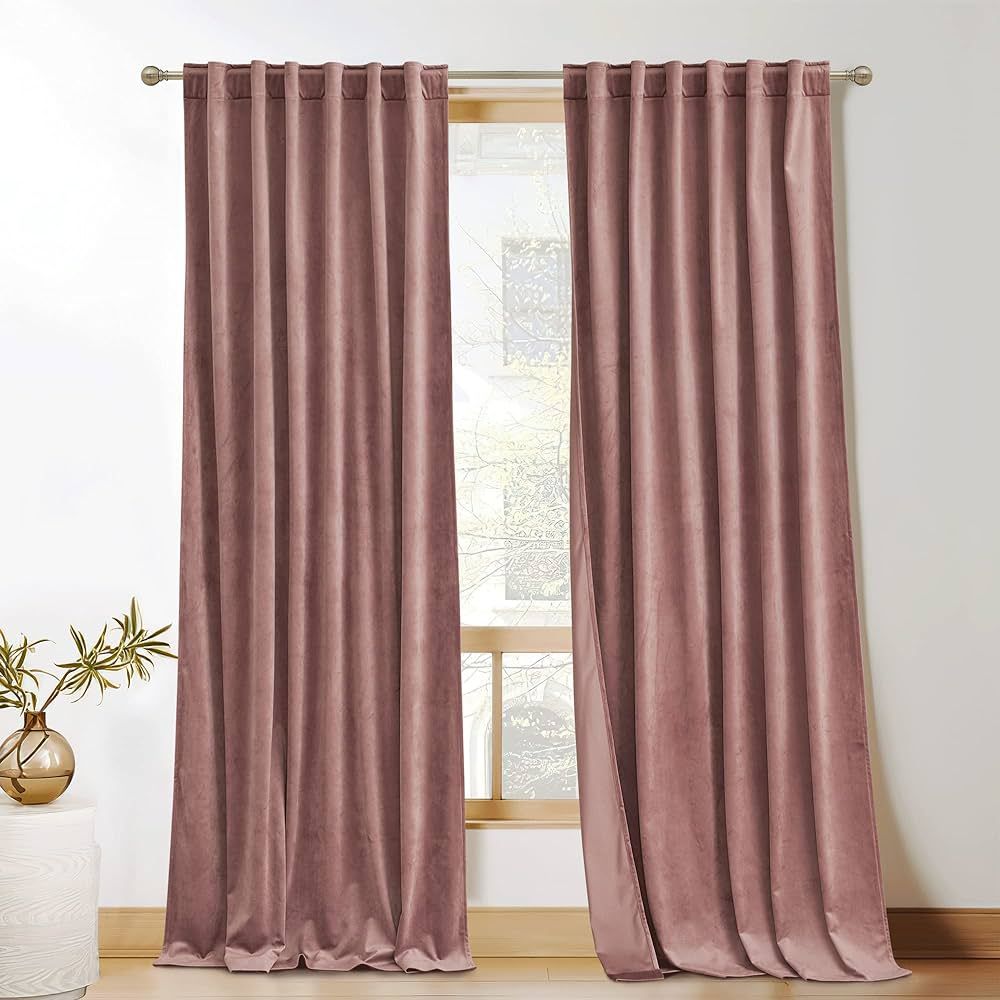 KGORGE Velvet Curtains 84 inches Super Soft Room Darkening Thermal Insulating Drapes for Kids Bed... | Amazon (US)