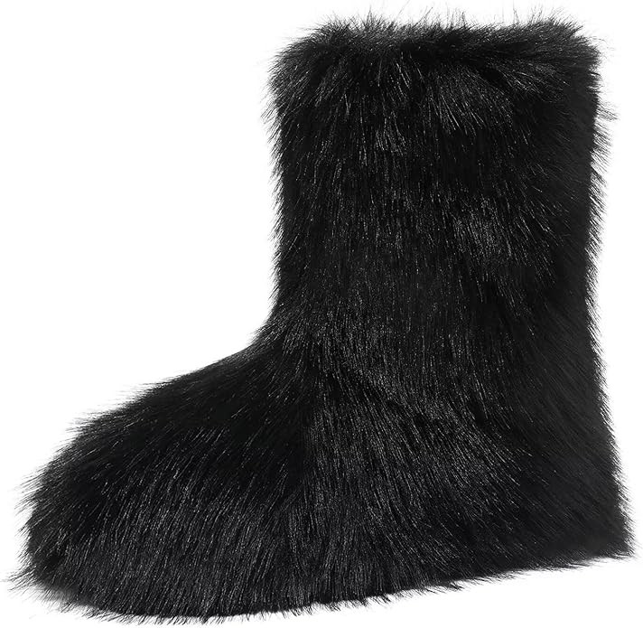 Haifago Women's Fur Boots Fluffy Furry Short Boot, Fashion Fuzzy Winter Warm Snow Booties for Sho... | Amazon (US)