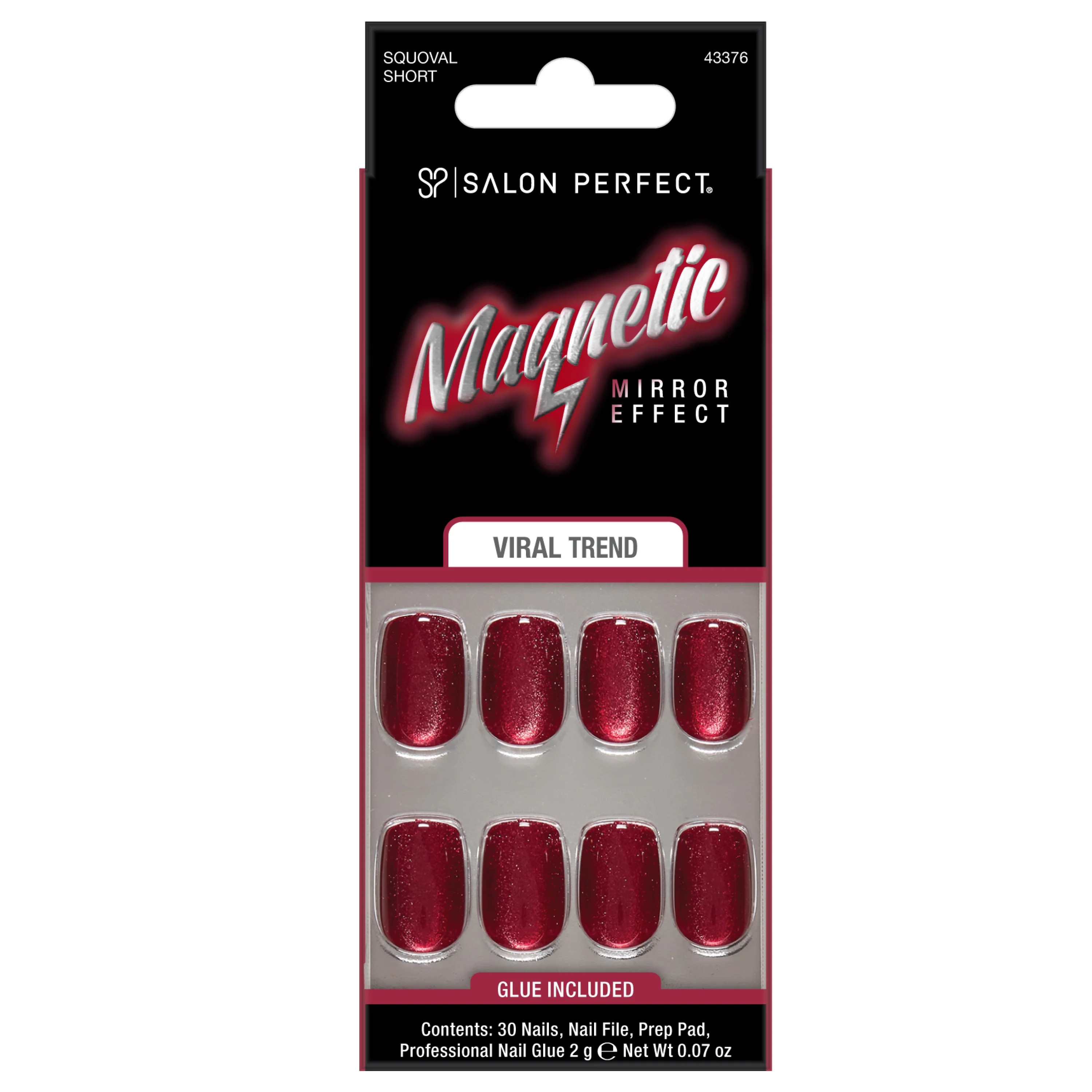 Salon Perfect Artificial Fake Press Ons, 419 Magnetic, Cherry Mocha, Short Squoval, File, Glue an... | Walmart (US)