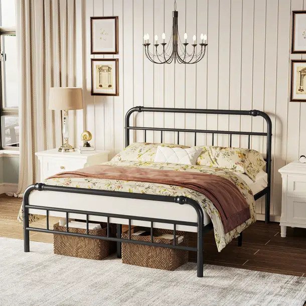 Marple 40 Inch Bed Frame With Headboard And Footboard, No Box Spring Needed Heavy Duty Metal Plat... | Wayfair North America
