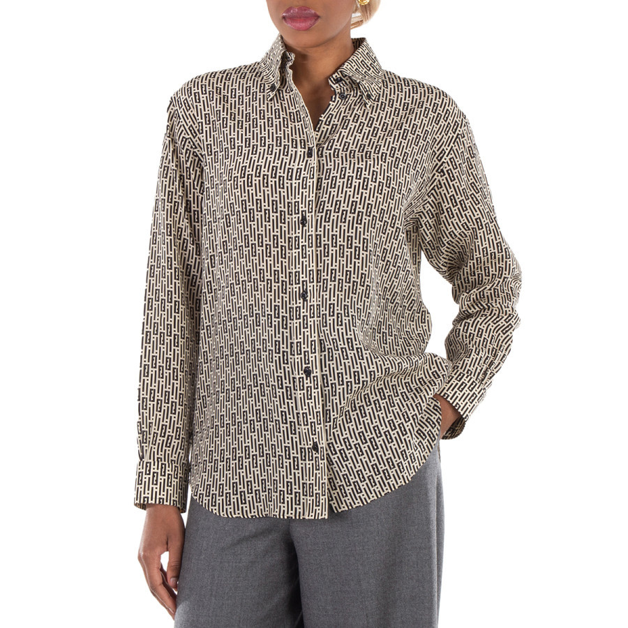 Fendi FF Motif Printed Silk Shirt, Brand Size 40 ( US Size 4 ) | Jomashop.com & JomaDeals.com
