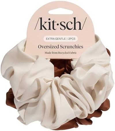 Kitsch Recycled Satin Oversized Scrunchies – Large Hair Scrunchies for Women, Eco-Friendly Hair... | Amazon (US)