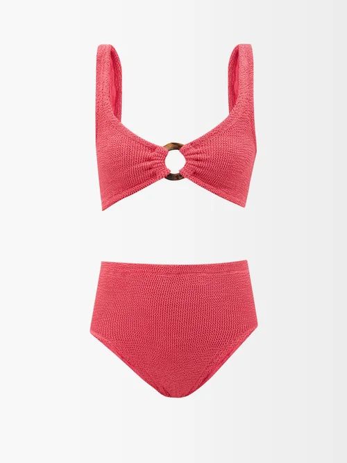Hunza G - Nadine Crinkle-knit Bikini - Womens - Fuschia | Matches (US)